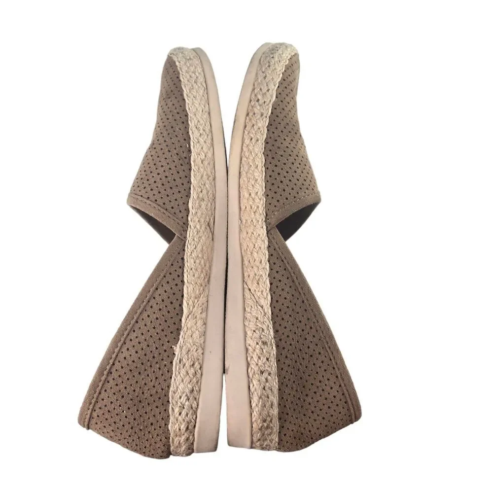 Esprit Women 9‎ Brown Perforated Jute Wrap Espadrille Slip On Flats